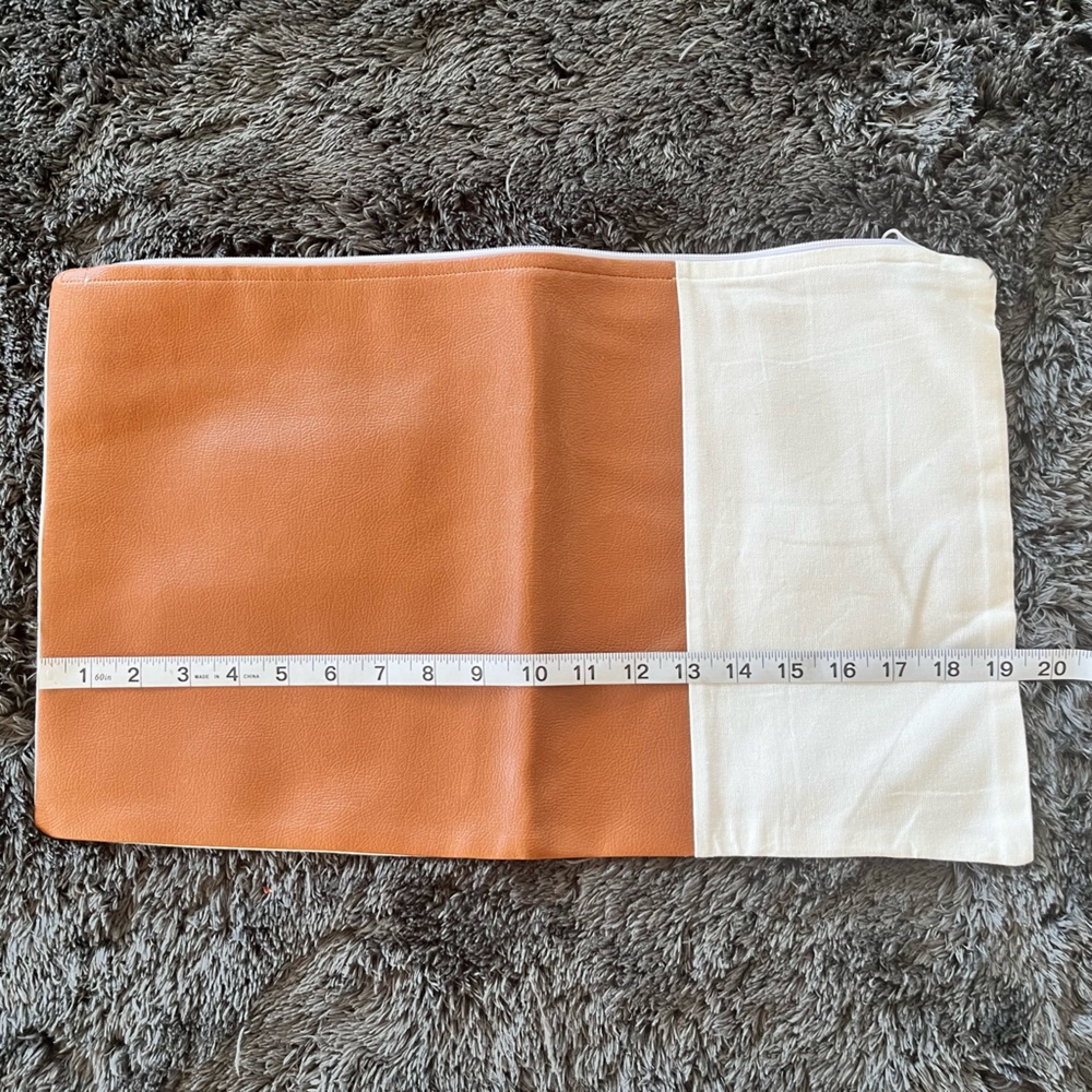🛍️ 3/$25 Woven Nook Throw Pillow Cover Camel Faux Leather Canvas New w/o Tags